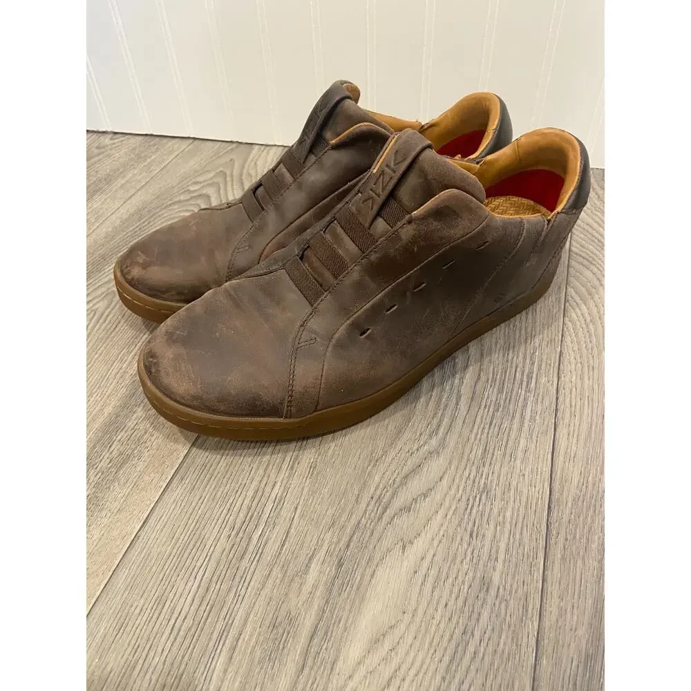 Kizik Fast Mens Size 10.5 Hands Free Brown Leather Slip On Shoes, Casual Comfort